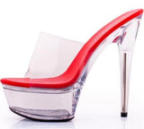 Jnyhbzz Style Sexy Super High Heels 15CM Thin Heel Waterproof Platform Slippers Transparent Crystal Shoes Wedding Shoes Banquet High Heel
