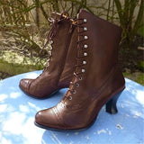 Jnyhbzz Station Tall Heel Plus Size Female British Style Martin Boots Thick Heel Ankle Boots Middle Tube Locomotive Boots Women's Boots