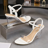 Jnyhbzz Versatile Wedge Sandal Women's Summer 2024 New Sexy Crystal Transparent High Heels With Wedge Drag