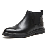 Jnyhbzz Men's Shoes Winter High Top Shoes Men's Korean Version Pointed Casual Leather Shoes Business Short Boots And Velvet Real Leather Boots S08-J
