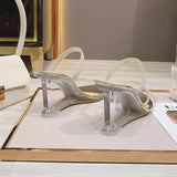 Jnyhbzz Wedge Sandal Female Summer Two Wear Sexy Crystal Transparent Glass Diamond Wedge Sandal