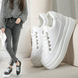 Jnyhbzz Small White Shoes Female Students 2024 Spring Autumn New Korean Version Of The Tide Thick Sole 7Cm Foreign Gas Pine Cake Casual Shoes