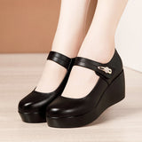 Jnyhbzz Soft Sole Single Shoes Women's Fall 2024 New Platform Platform Waterproof Platform Size Medium Heel Mom Shoes
