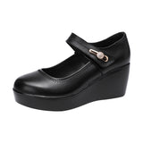 Jnyhbzz Soft Sole Single Shoes Women's Fall 2024 New Platform Platform Waterproof Platform Size Medium Heel Mom Shoes