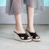 Jnyhbzz Sandals Women Wear 2024 New Thick Grass 33 Small Size Platform Bottom High Heel Sandals Large Size 41