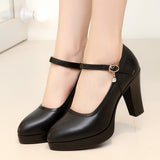 Jnyhbzz Spring Cheongsam Show Shoes High Heels Thick Heel Waterproof Platform Women's Single Shoes Working Shoes Large Size Women's Shoes