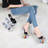 Jnyhbzz Ultra High With Crystal Slope With Slippers Women's Summer Waterproof Platform Anti-Slip Thick Bottom Sexy Versatile With Ultra High With Cool Drag
