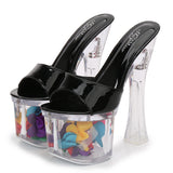 Jnyhbzz Ultra High With Crystal Slope With Slippers Women's Summer Waterproof Platform Anti-Slip Thick Bottom Sexy Versatile With Ultra High With Cool Drag