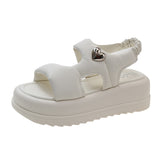 Jnyhbzz Summer New Platform Soft Leather Slippers Women Wear Cross-Platform Beach Shoes Casual Fairy Wind Sandals