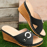 Jnyhbzz Summer New Large Size With Slippers Female A Word With Casual Solid Color Thick Bottom Slippers