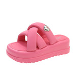 Jnyhbzz Summer New Platform Soft Leather Slippers Women Wear Cross-Platform Beach Shoes Casual Fairy Wind Sandals