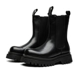 Jnyhbzz 2024 New Youth Round Head Trend High Help Middle Tube Thick Bottom Set Foot Men's Thick Bottom Martin Boots 9884-R
