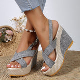 Jnyhbzz Summer Platform Platform Sandals Denim Cross Buckle Beach Sandals