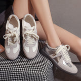 Jnyhbzz Spring German Training Shoes Women's Flat Sports Casual Shoes Inside The High Retro Forrest Gump Shoes Small White Shoes Shopping Travel