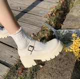 Jnyhbzz Jane Students College Wind Single Shoes Women 2024 Spring Autumn New One Word Buckle British Wind Small Leather Shoes Women