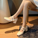 Jnyhbzz Summer New Style Sandals Korean Version Of Baotou Sandals Fairy Wind Mary Jane In The Thick Heel Round Head Sweet Sandals Woman