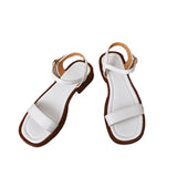 Jnyhbzz Vintage Brown Sandals Summer 2024 Soft Leather Toe Roman Shoes