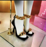 Jnyhbzz 2024 New Chain High-Toe Sandals Designer Heels