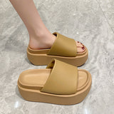 Jnyhbzz Summer New Small Platform Slippers Women Wear Holiday Cool Drag Open-Toe Beach Shoes Platform Shoes Slippers