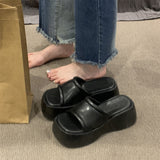 Jnyhbzz Summer New Thick Bottom Slippers Women Wear Temperament High With One-Drag Small Cake Slope And Half Slippers