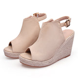 Jnyhbzz Platform High Heel Fish Mouth Sandals One-Line Button Sandals Large Size Shoe Suede