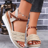 Jnyhbzz Summer New National Style With Sandals Platform Heel Buckle Large Size Sandals