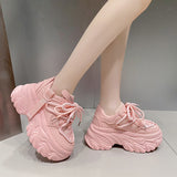 Jnyhbzz Spring And Autumn New Korean Version Of The Color Father Shoes Female Ins Tide Pine Platform Increased Women's Casual Sports Shoes