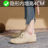 Jnyhbzz Up Boken Shoes Female 2024 New Spring And Autumn Single Shoes Flat Floor Retro Soft Leather Foreign Style One Foot Pedal Happy Small Leather Shoes