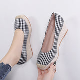 Jnyhbzz And Autumn New Fisherman Shoes Slope Heel Thick Sole Single Shoes Female Round Head Shallow Mouth Women's Shoes Twine Grass Sole