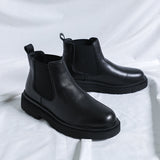 Jnyhbzz Boots Male Cotton Shoes High Top Leather Shoes Black Martin Boots Men Middle Top Leather Shoes 6031-R