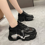 Jnyhbzz Station Thick Bottom Dad Shoes Round Head Spring And Autumn New Fashion Casual Net Front With Sports Shoes Female Platform Shoes
