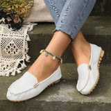 Jnyhbzz Spring And Summer Round Head Flat Heel Light Mouth Shoes Metal Buckle Flat Bottom Women's Shoes Students Bean Shoes Casual Single Shoes