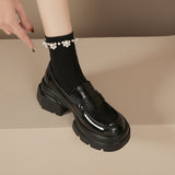 Jnyhbzz Style Student Loafers Female Black Platform Platform Small Leather Shoes Female 2024 New Korean Single Shoe Women