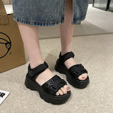 Jnyhbzz Spring And Summer Velcro Cake Shoes 2024 New Korean Casual Sports Roman Platform Sandals