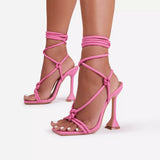 Jnyhbzz Summer Plus Size Sandals Women's Head Solid Color Ankle Ring Strap Sexy Fashion High Heels