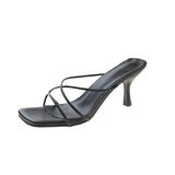 Jnyhbzz Spring And Summer New Fashion Fairy Wind Slippers Women Wear Korean Version Simple Thin With Square Head High Heel Slippers