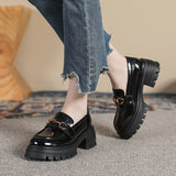 Jnyhbzz Style Black Bright Face New Foot With Small Leather Shoes Female Retro French Shoes Loafers 2024 New