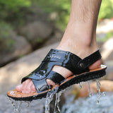 Jnyhbzz Summer Sandals Fashion Cowhide Beach Shoes Casual Fashion Plus Size Men's Shoes 46 47