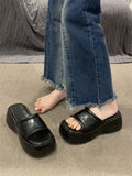 Jnyhbzz Summer New Thick Bottom Slippers Women Wear Temperament High With One-Drag Small Cake Slope And Half Slippers