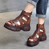 Jnyhbzz Spring And Summer 2024 Sandals Women's Platform Hollow Out Sandals Rome Sandals Open Toe High Top Women's Sandals