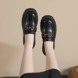 Jnyhbzz Style Black Bright Face New Foot With Small Leather Shoes Female Retro French Shoes Loafers 2024 New