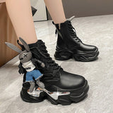 Jnyhbzz Martin Boots Female Autumn Winter 2024 New Station Locomotive Boots Female Boots Cartoon Korean Version High Help Ankle Boots