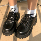 Jnyhbzz Small Leather Shoes Female 2024 New British Wind Platform Platform Shoes Ins Flat Versatile Single Shoes