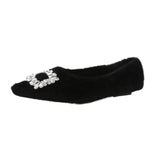 Jnyhbzz Square Buckle Pointed Head Shallow Single Shoes Women 2024 Temperament A Foot Pedal Wool Shoes To Keep Warm And Comfortable Pregnant Shoes