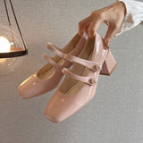 Jnyhbzz Summer New Style Sandals Korean Version Of Baotou Sandals Fairy Wind Mary Jane In The Thick Heel Round Head Sweet Sandals Woman