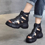 Jnyhbzz Spring And Summer 2024 Sandals Women's Platform Hollow Out Sandals Rome Sandals Open Toe High Top Women's Sandals