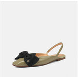 Jnyhbzz Knot Red Baotou Sandals Female Summer New Square Head Temperament Low Heel Single Shoes Female After Empty Shoes Niche Flat Shoes