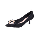 Jnyhbzz Spring And Summer New Commuter Temperament Rhinestone Thin Heel Pointed Women's High Heels Single Shoes Direct Women