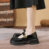 Jnyhbzz Sole Loafers Female Retro British Style Pine Platform Small Leather Shoes Thick Heel Mary Jane Single Shoes Casual Shoes