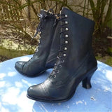 Jnyhbzz Station Tall Heel Plus Size Female British Style Martin Boots Thick Heel Ankle Boots Middle Tube Locomotive Boots Women's Boots